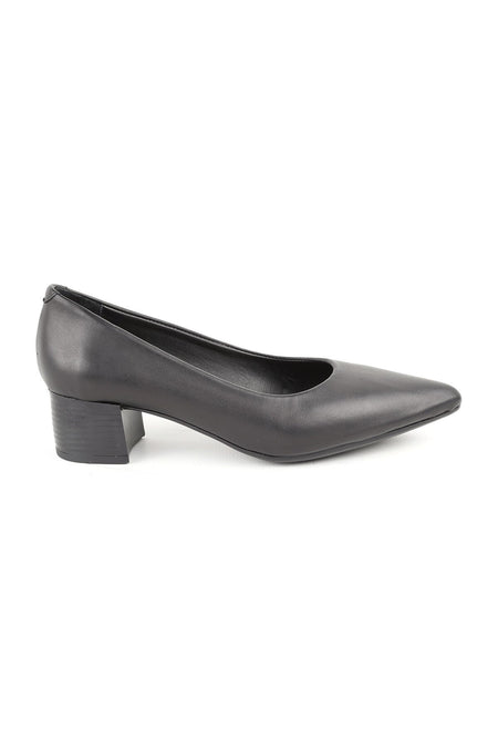 L061.540 Genuine Soft Napa Leather Flexible Rubber Sole Pointed Toe Thick Heeled Women's Classic - MALLTURK