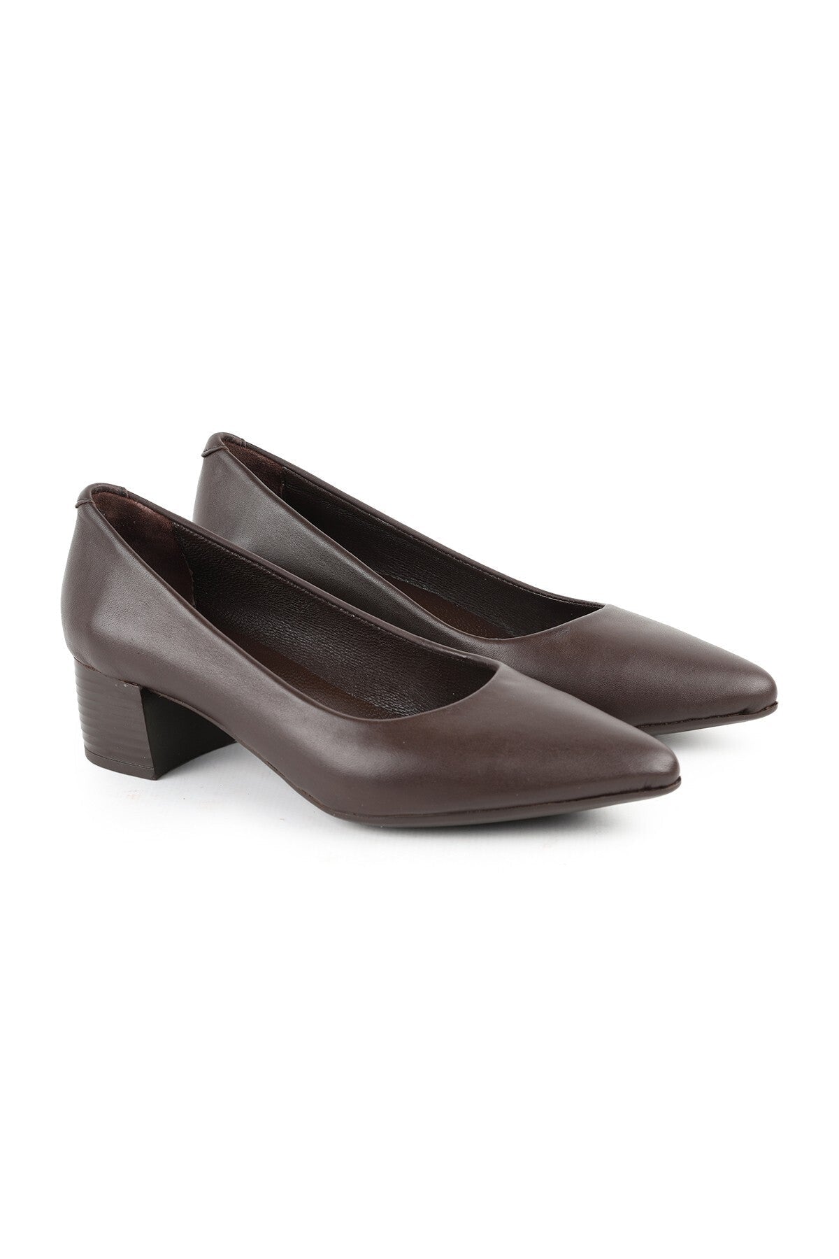 L061.540 Genuine Soft Napa Leather Flexible Rubber Sole Pointed Toe Thick Heeled Women's Classic - MALLTURK