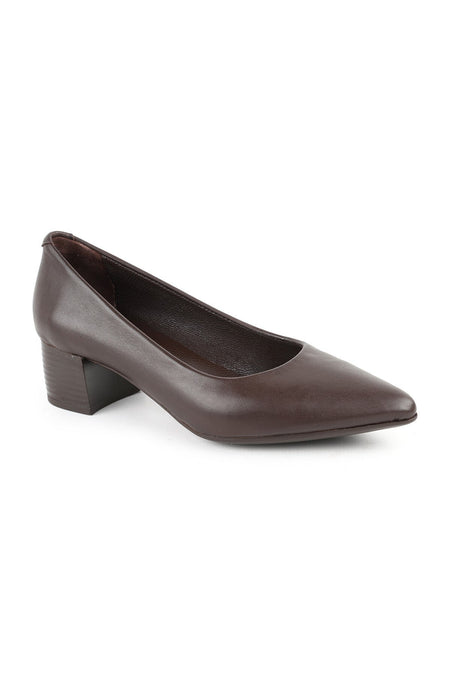 L061.540 Genuine Soft Napa Leather Flexible Rubber Sole Pointed Toe Thick Heeled Women's Classic - MALLTURK