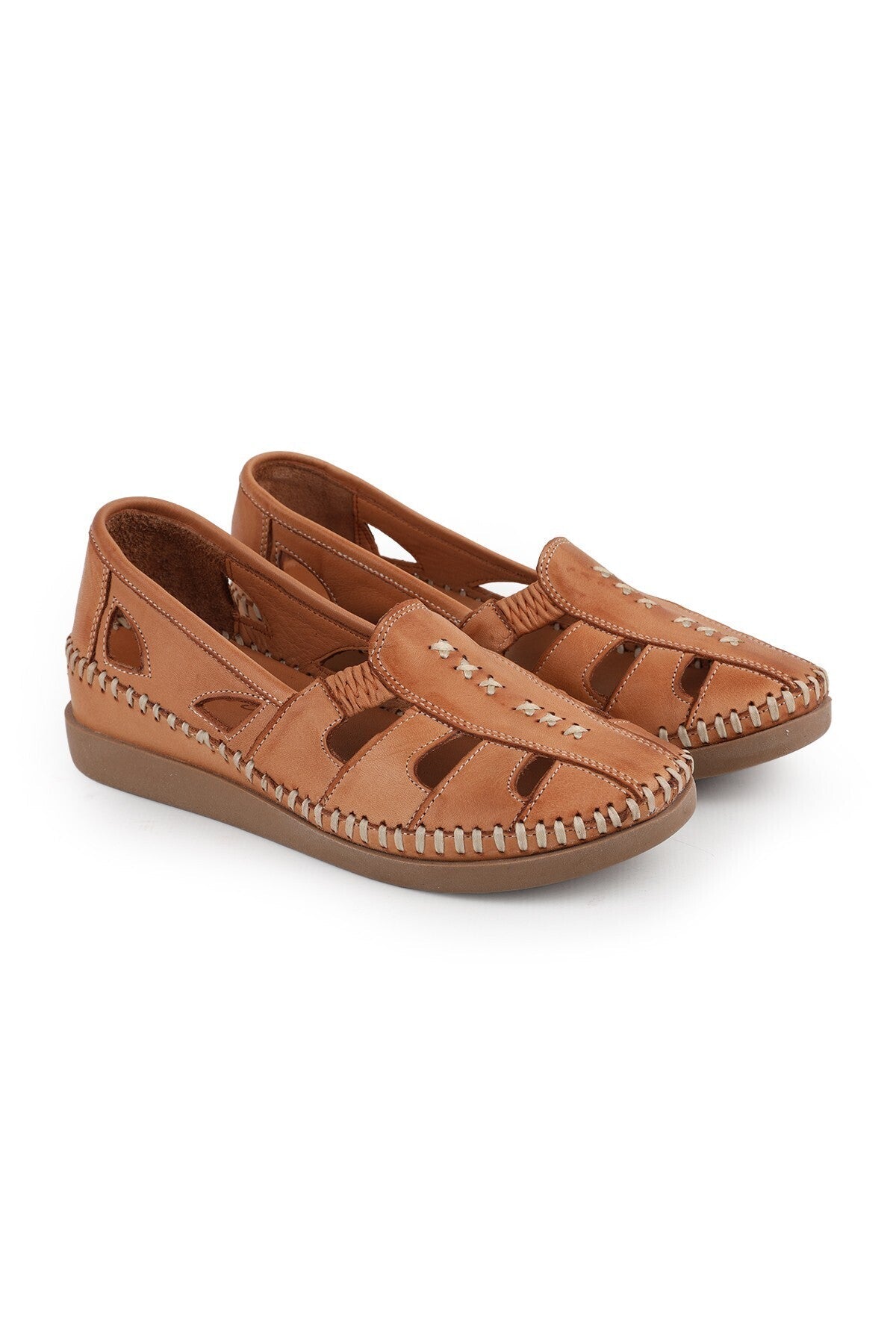 L069.25 Genuine Leather Hand-Stitched Comfortable Fit Women's Sandals Shoes - MALLTURK
