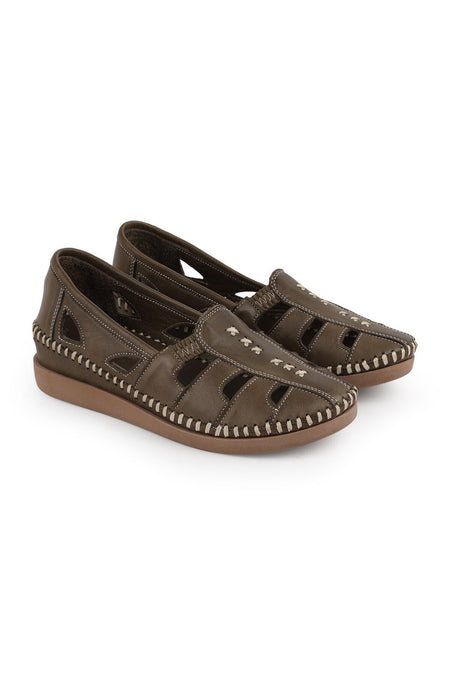 L069.25 Genuine Leather Hand-Stitched Comfortable Fit Women's Sandals Shoes - MALLTURK