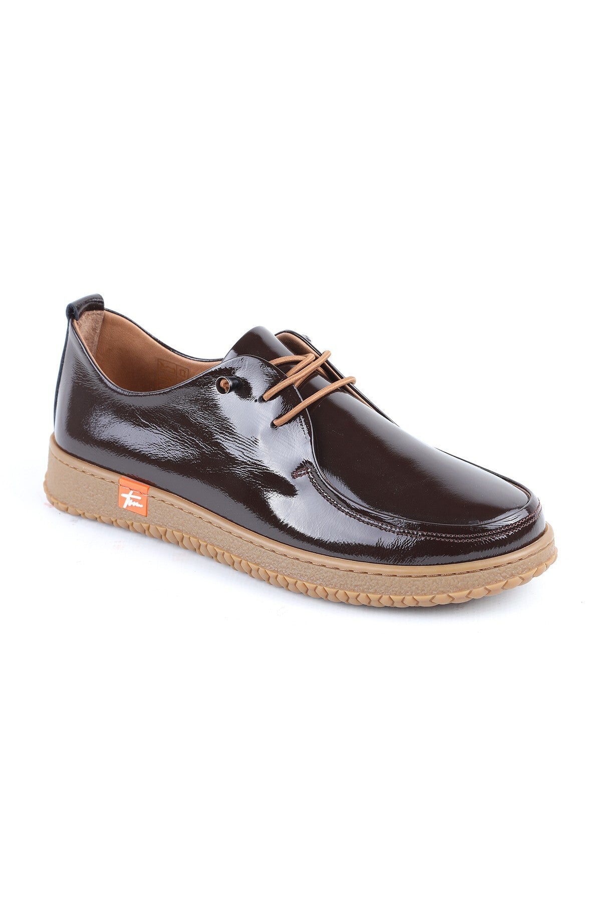 L075.1124 Genuine Patent Leather Flexible Rubber Sole Lace-Up Women's Casual Shoes - MALLTURK