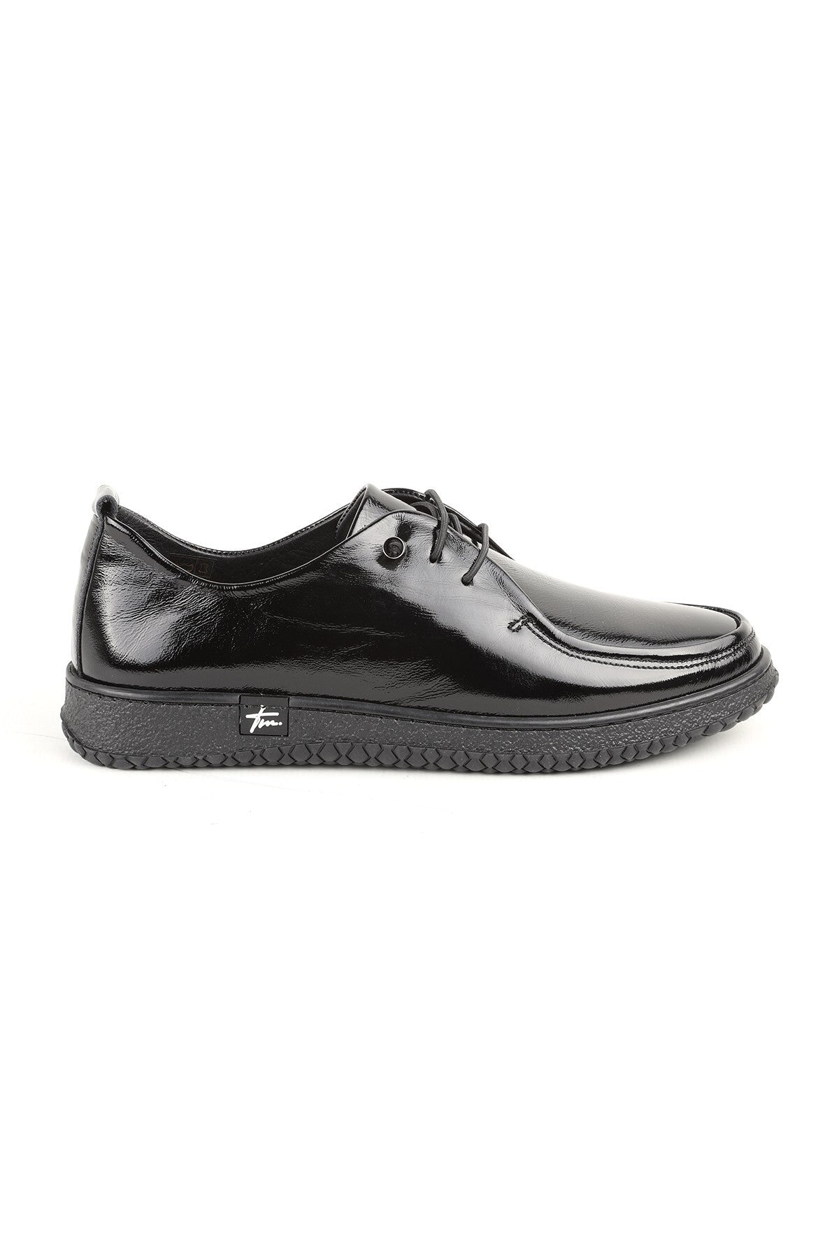 L075.1124 Genuine Patent Leather Flexible Rubber Sole Lace-Up Women's Casual Shoes - MALLTURK