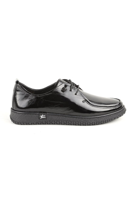 L075.1124 Genuine Patent Leather Flexible Rubber Sole Lace-Up Women's Casual Shoes - MALLTURK
