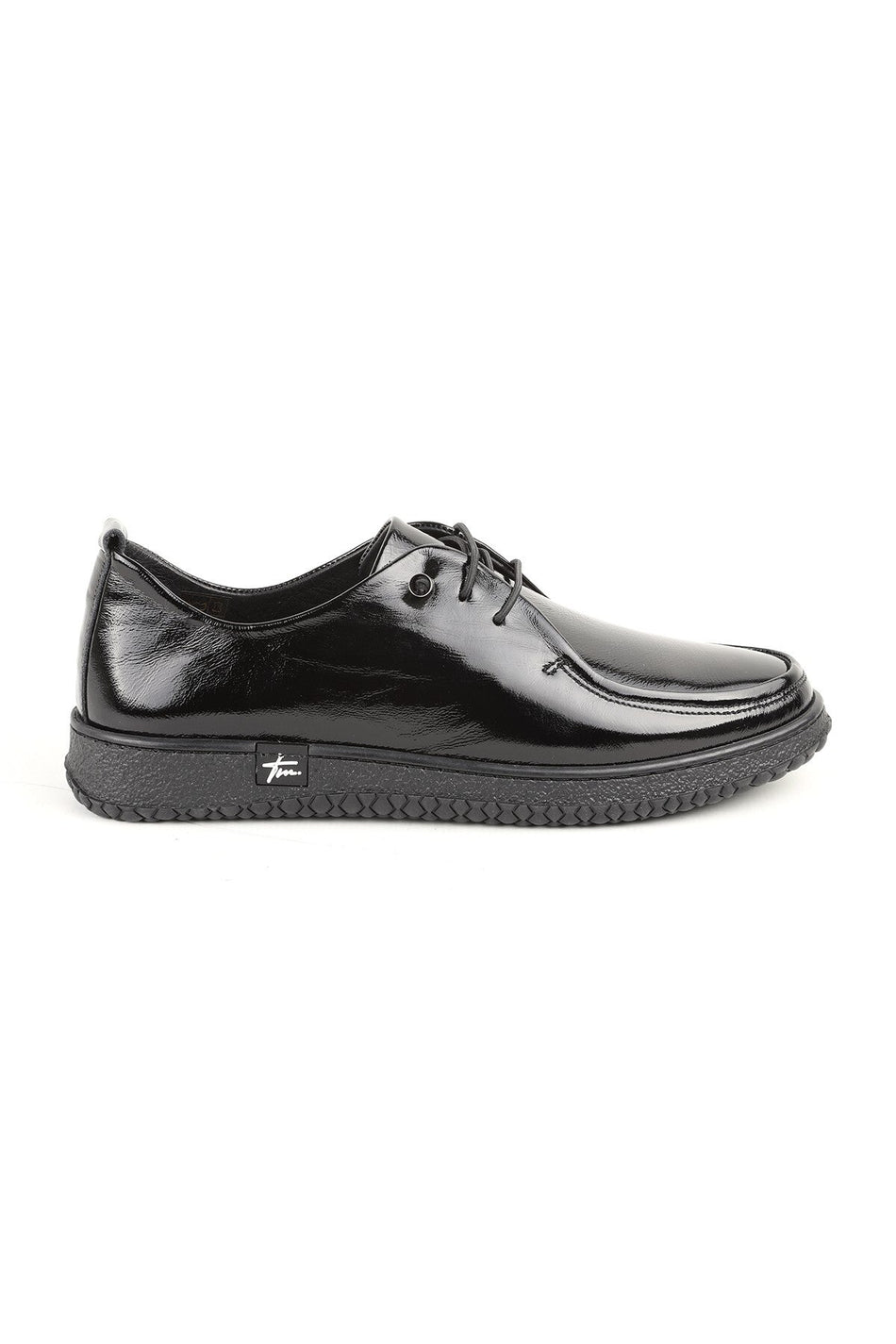 L075.1124 Genuine Patent Leather Flexible Rubber Sole Lace-Up Women's Casual Shoes - MALLTURK