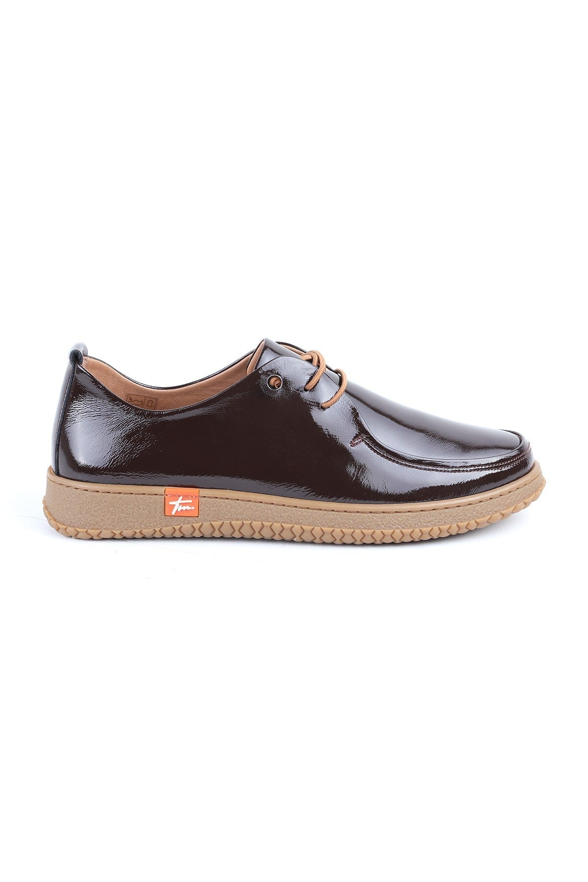 L075.1124 Genuine Patent Leather Flexible Rubber Sole Lace-Up Women's Casual Shoes - MALLTURK