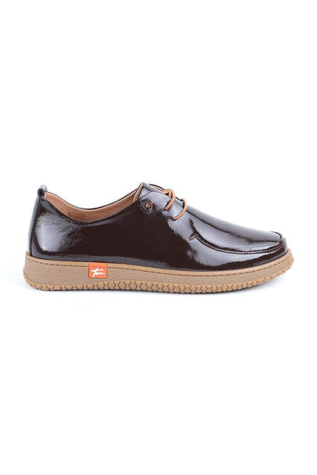 L075.1124 Genuine Patent Leather Flexible Rubber Sole Lace-Up Women's Casual Shoes - MALLTURK