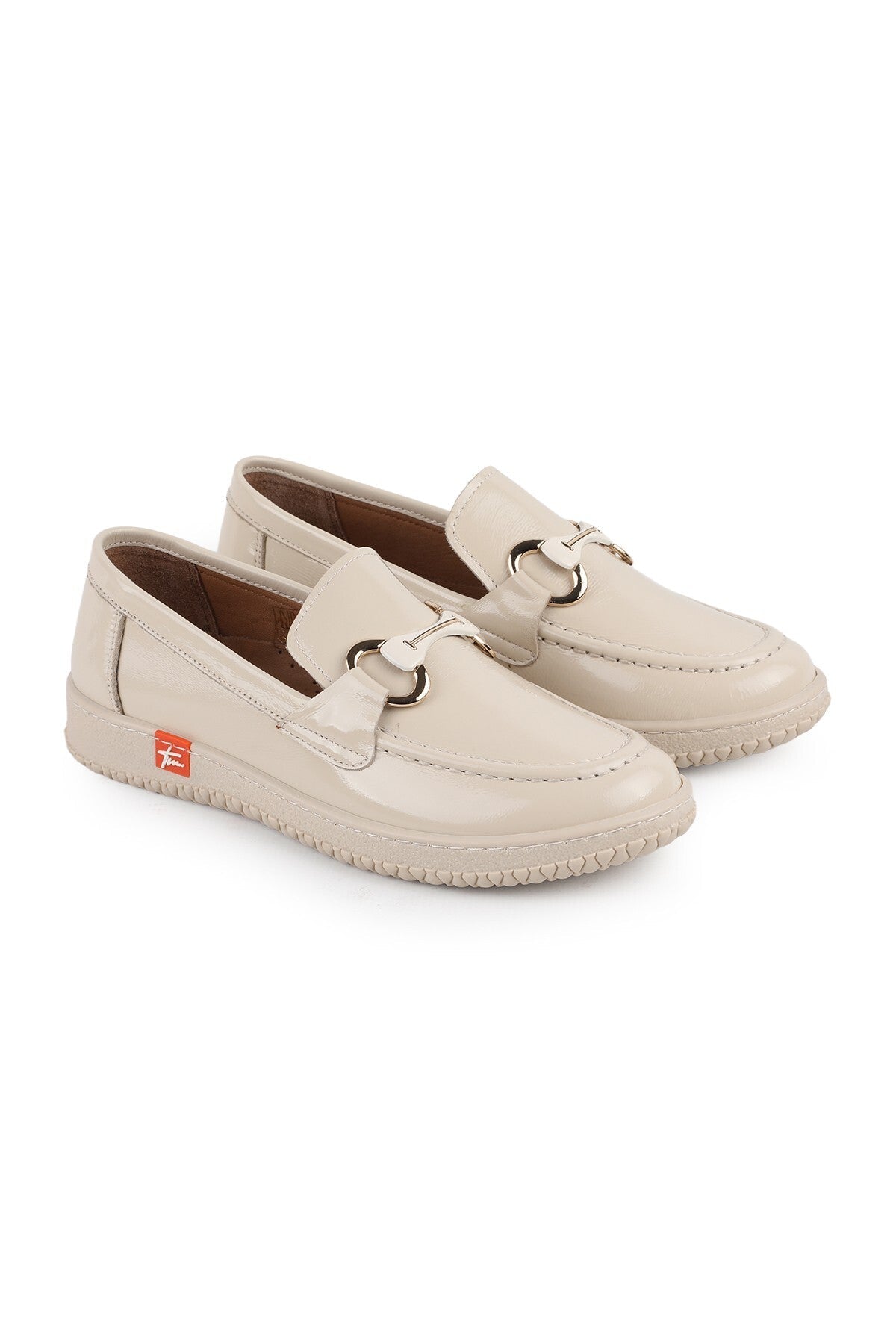 L075.1125 Genuine Patent Leather Buckle Flexible Rubber Sole Women's Loafer Shoes - MALLTURK