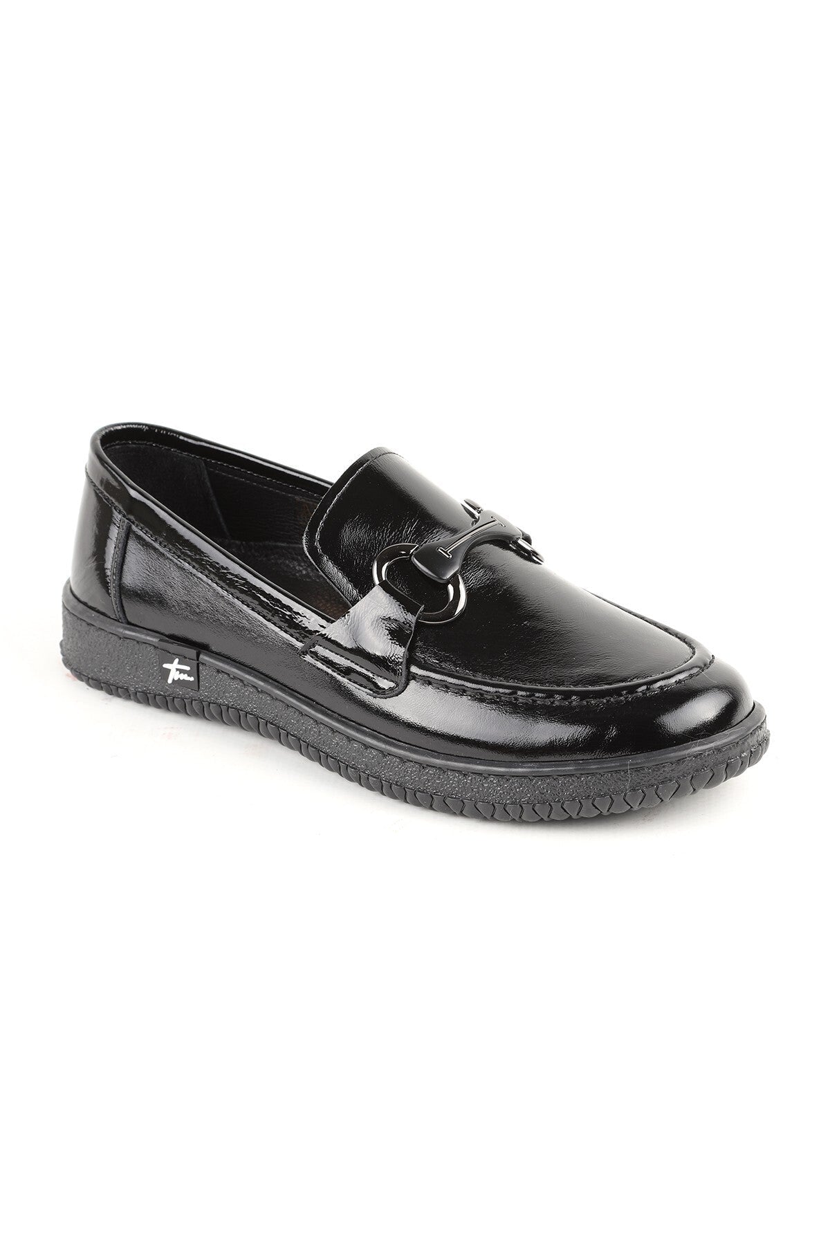 L075.1125 Genuine Patent Leather Buckle Flexible Rubber Sole Women's Loafer Shoes - MALLTURK
