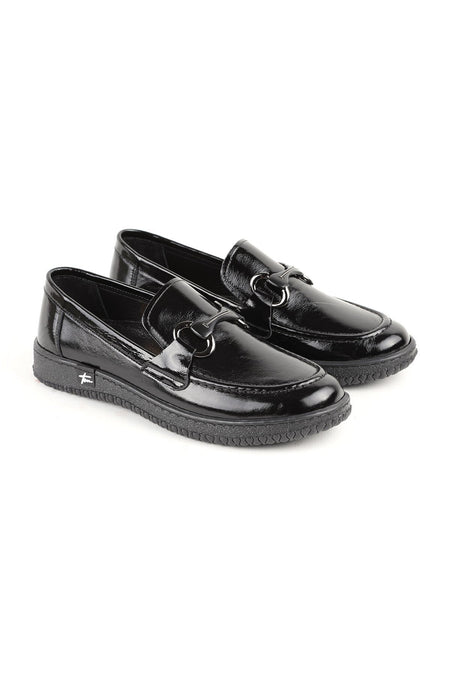 L075.1125 Genuine Patent Leather Buckle Flexible Rubber Sole Women's Loafer Shoes - MALLTURK