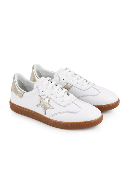 L075.2325 Hakiki Deri Yıldız Detaylı Kauçuk Taban Retro Kadın Sneaker - MALLTURK