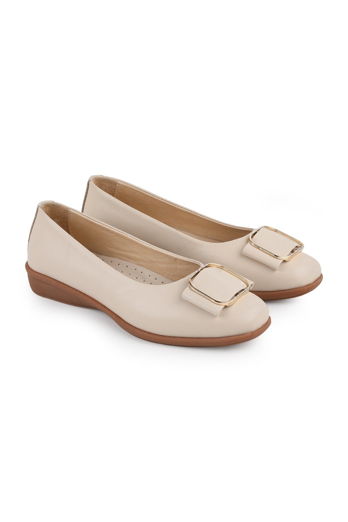 L076.3101 Genuine Leather Buckle Flexible Rubber Sole Women's Loafer Casual Shoes - MALLTURK