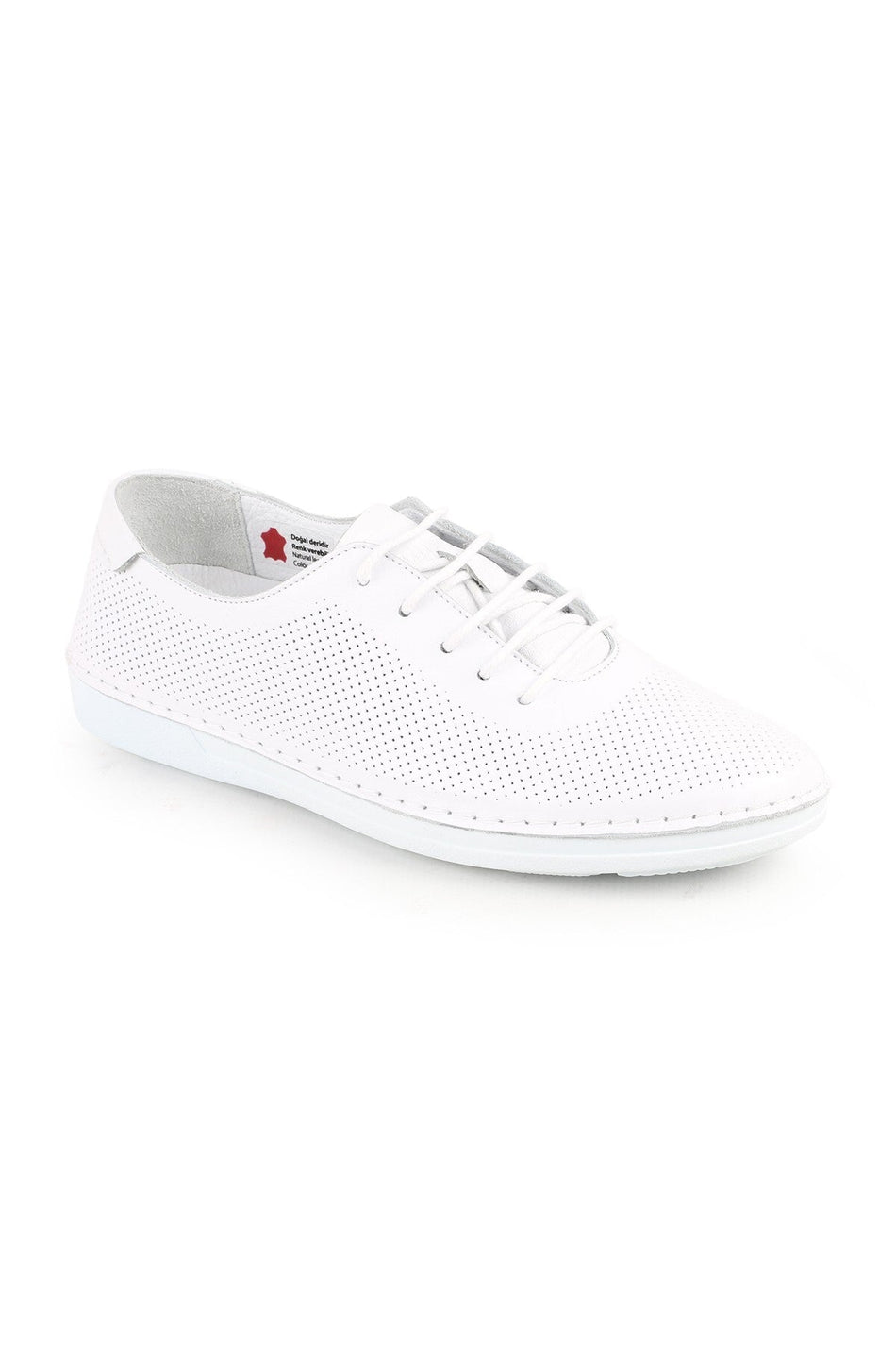 L077.228 Genuine Leather Laser Cut Perforated Breathable Lace-Up Women's Casual Shoes 26Y - MALLTURK