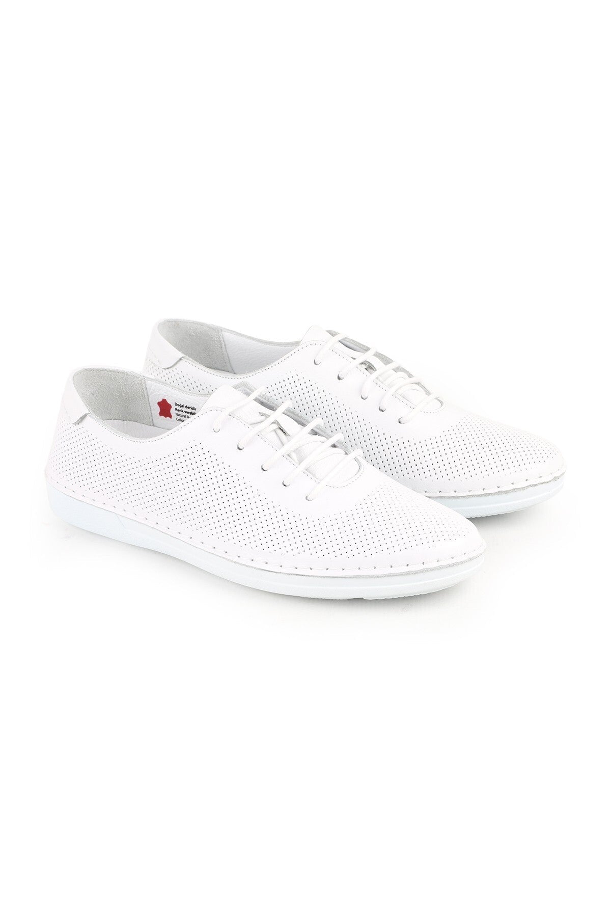 L077.228 Genuine Leather Laser Cut Perforated Breathable Lace-Up Women's Casual Shoes 26Y - MALLTURK