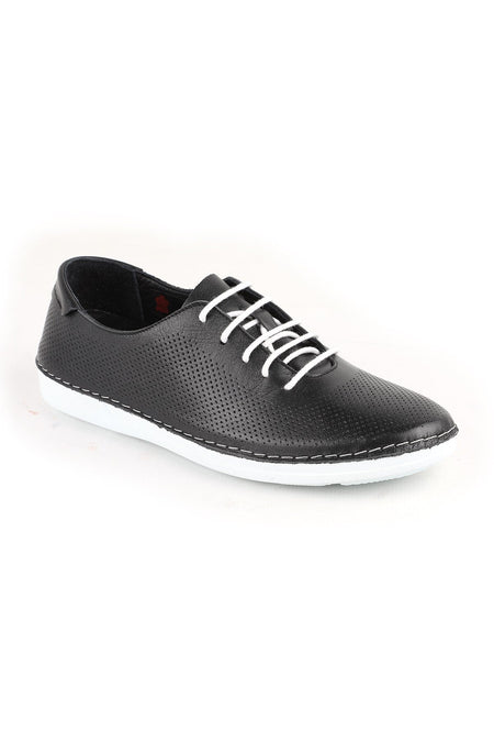 L077.228 Genuine Leather Laser Cut Perforated Breathable Lace-Up Women's Casual Shoes 26Y - MALLTURK