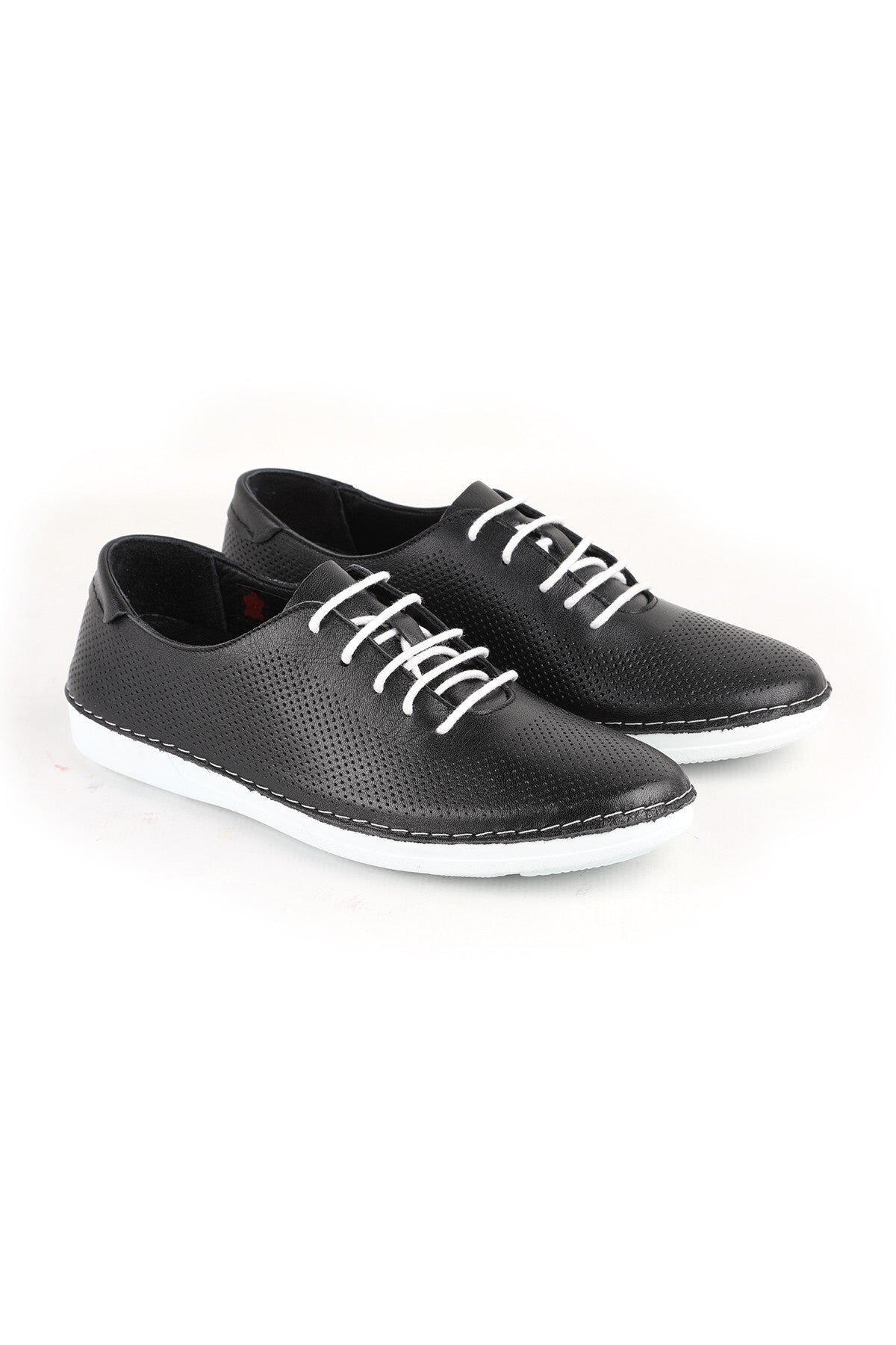 L077.228 Genuine Leather Laser Cut Perforated Breathable Lace-Up Women's Casual Shoes 26Y - MALLTURK