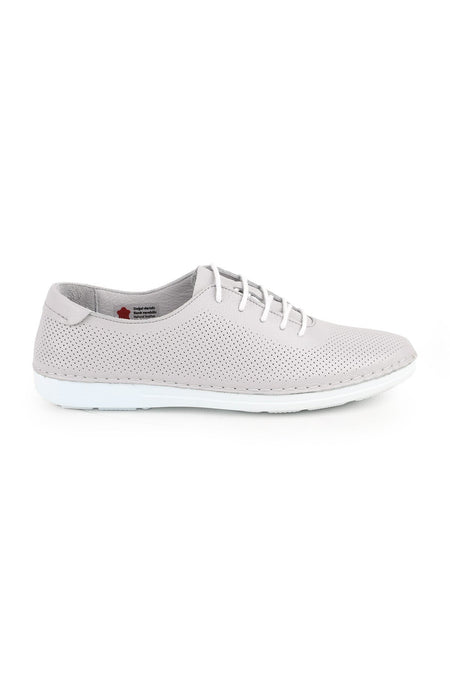 L077.228 Genuine Leather Laser Cut Perforated Breathable Lace-Up Women's Casual Shoes 26Y - MALLTURK