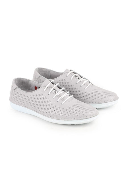 L077.228 Genuine Leather Laser Cut Perforated Breathable Lace-Up Women's Casual Shoes 26Y - MALLTURK