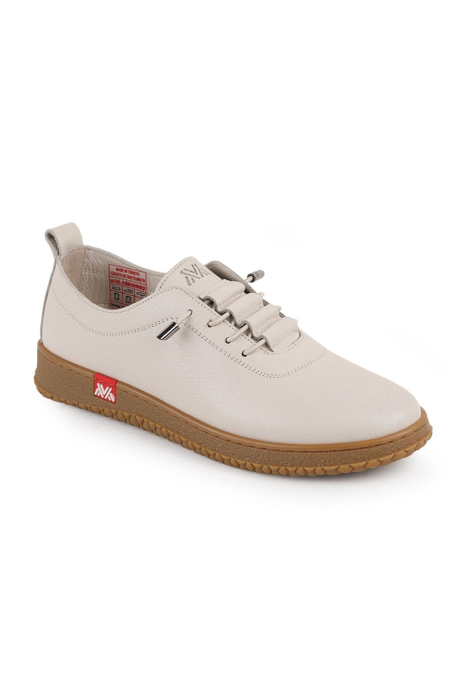 L077.2487 Genuine Leather Elastic Laced Non-Slip Rubber Sole Women's Casual Shoes 26Y - MALLTURK