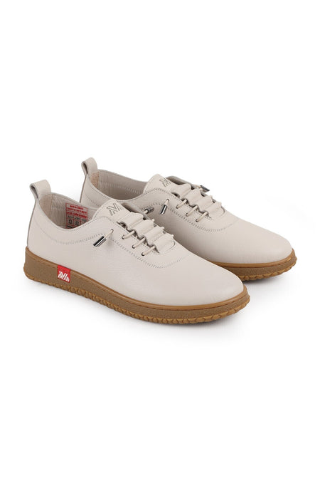 L077.2487 Genuine Leather Elastic Laced Non-Slip Rubber Sole Women's Casual Shoes 26Y - MALLTURK