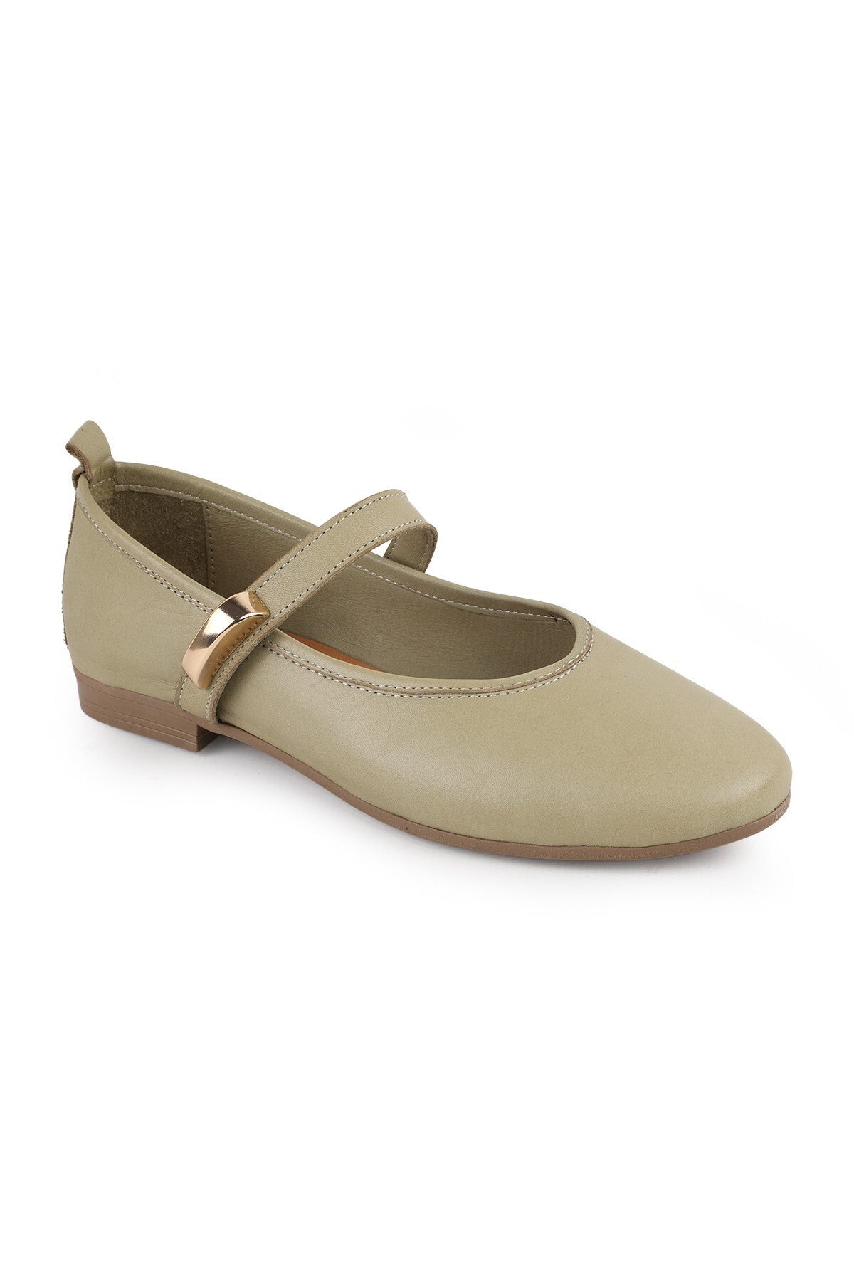 L081.25206 Genuine Leather Single Strap Thermo Sole Women's Casual Shoes with Metal Accessories - MALLTURK