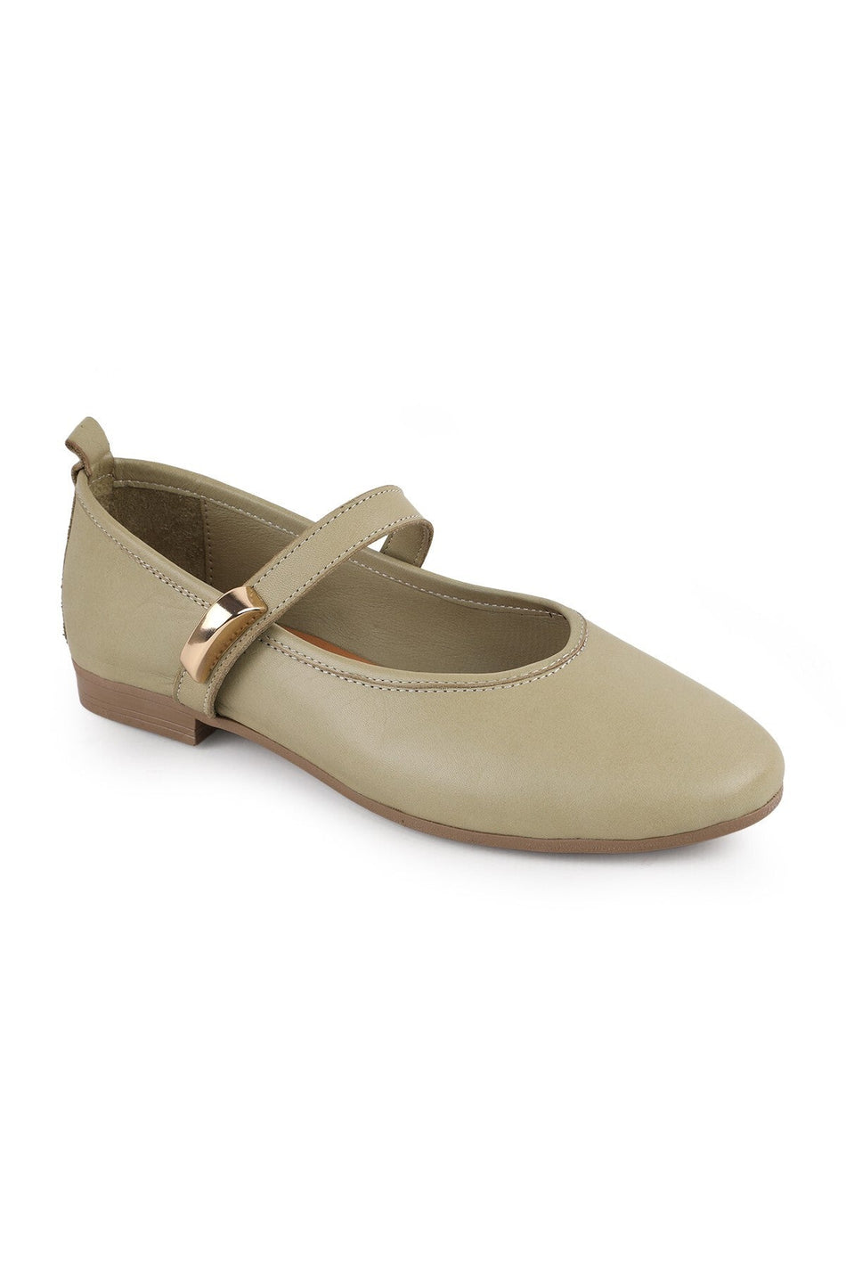 L081.25206 Genuine Leather Single Strap Thermo Sole Women's Casual Shoes with Metal Accessories - MALLTURK