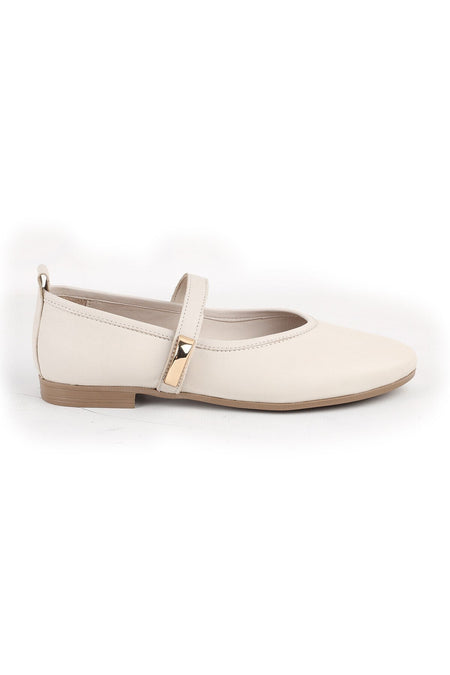 L081.25206 Genuine Leather Single Strap Thermo Sole Women's Casual Shoes with Metal Accessories - MALLTURK