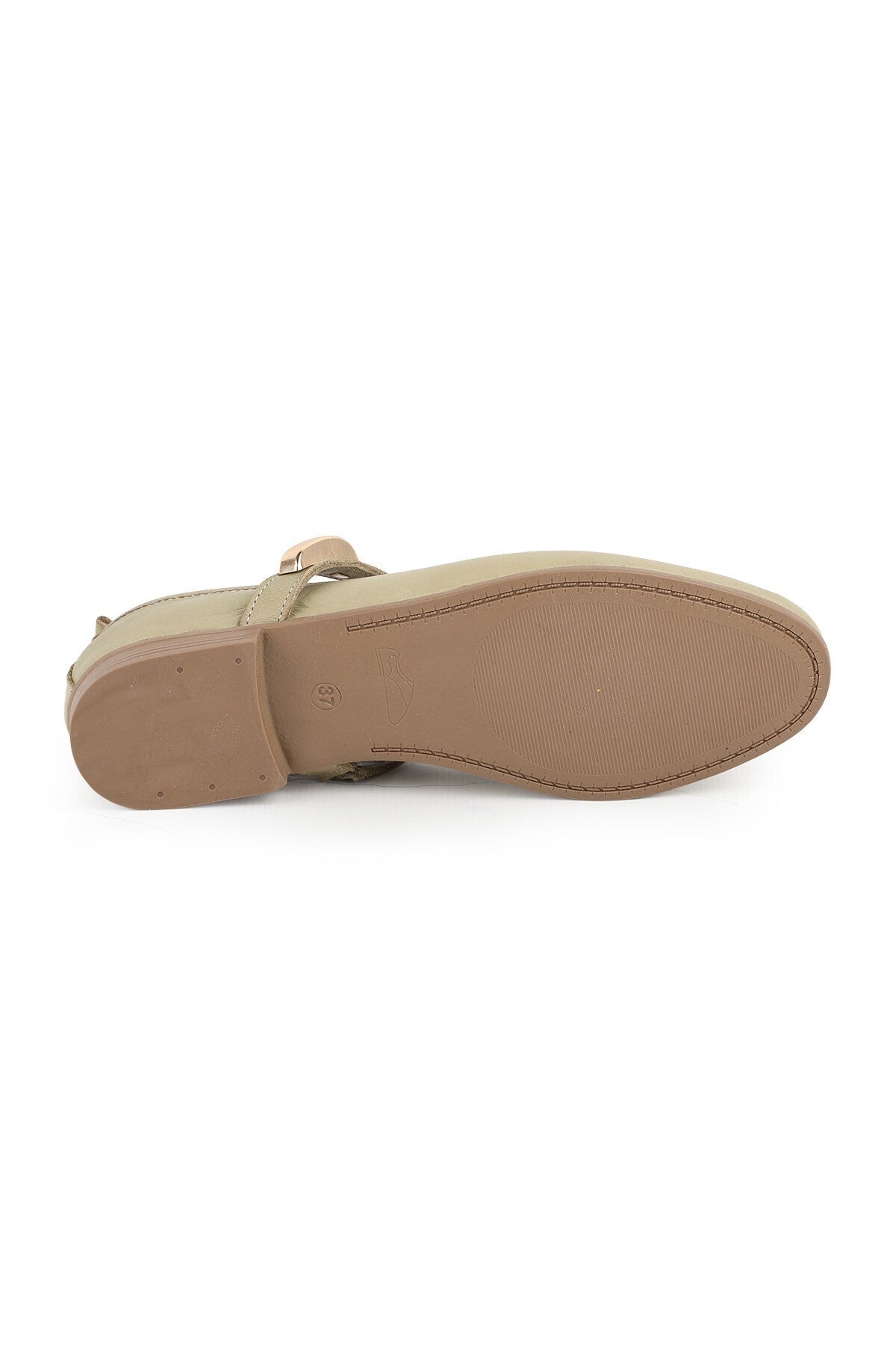 L081.25206 Genuine Leather Single Strap Thermo Sole Women's Casual Shoes with Metal Accessories - MALLTURK