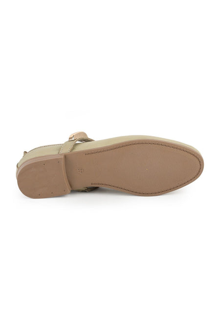L081.25206 Genuine Leather Single Strap Thermo Sole Women's Casual Shoes with Metal Accessories - MALLTURK