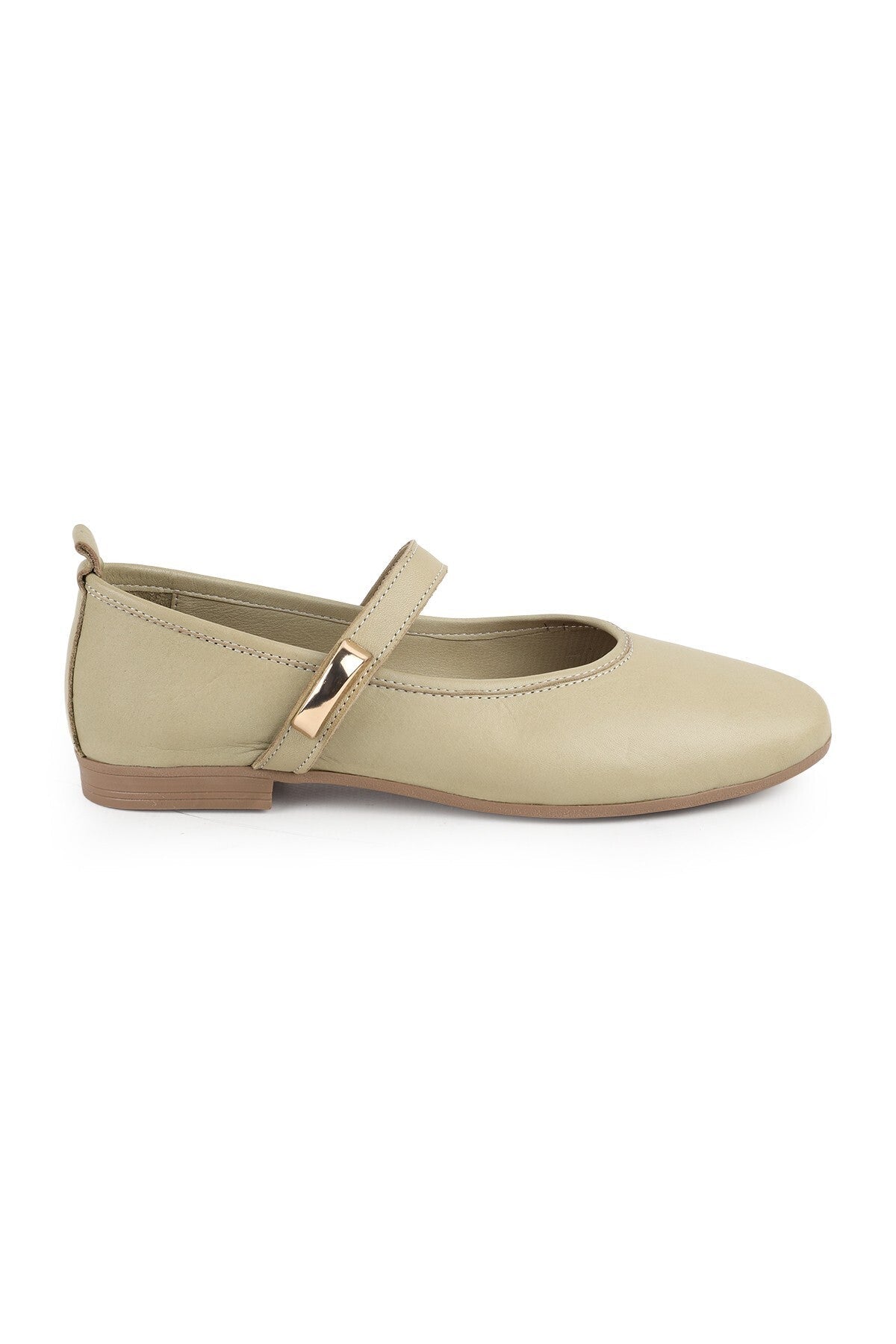L081.25206 Genuine Leather Single Strap Thermo Sole Women's Casual Shoes with Metal Accessories - MALLTURK