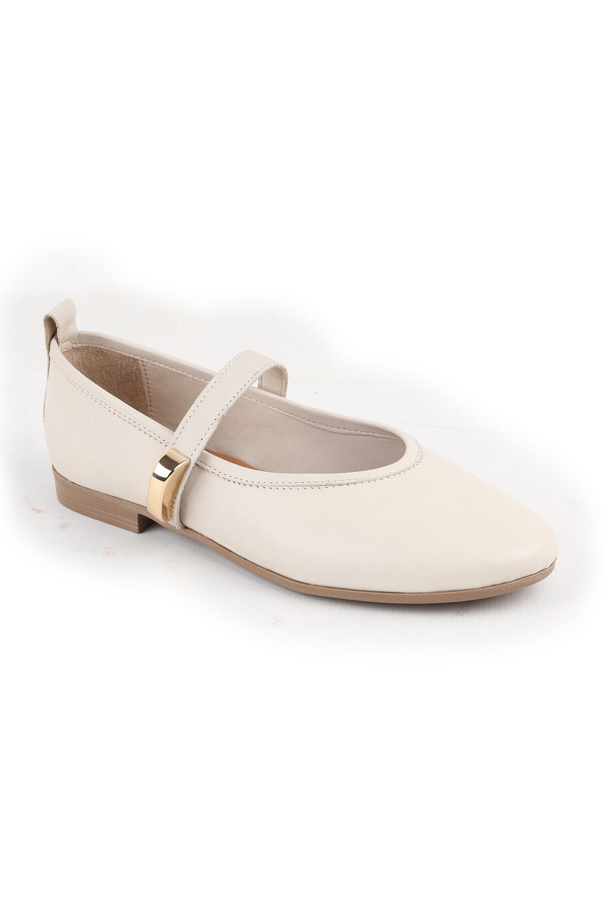 L081.25206 Genuine Leather Single Strap Thermo Sole Women's Casual Shoes with Metal Accessories - MALLTURK