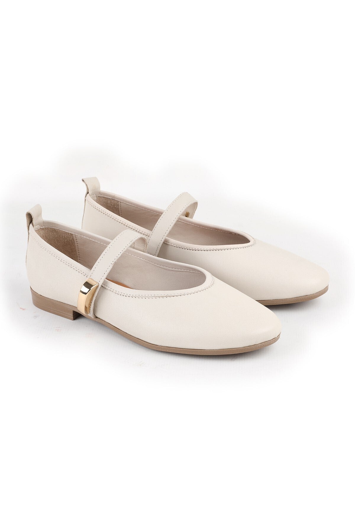L081.25206 Genuine Leather Single Strap Thermo Sole Women's Casual Shoes with Metal Accessories - MALLTURK