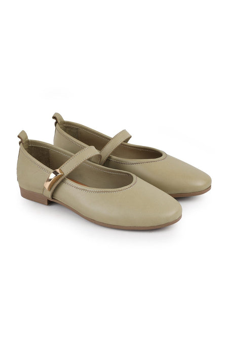 L081.25206 Genuine Leather Single Strap Thermo Sole Women's Casual Shoes with Metal Accessories - MALLTURK