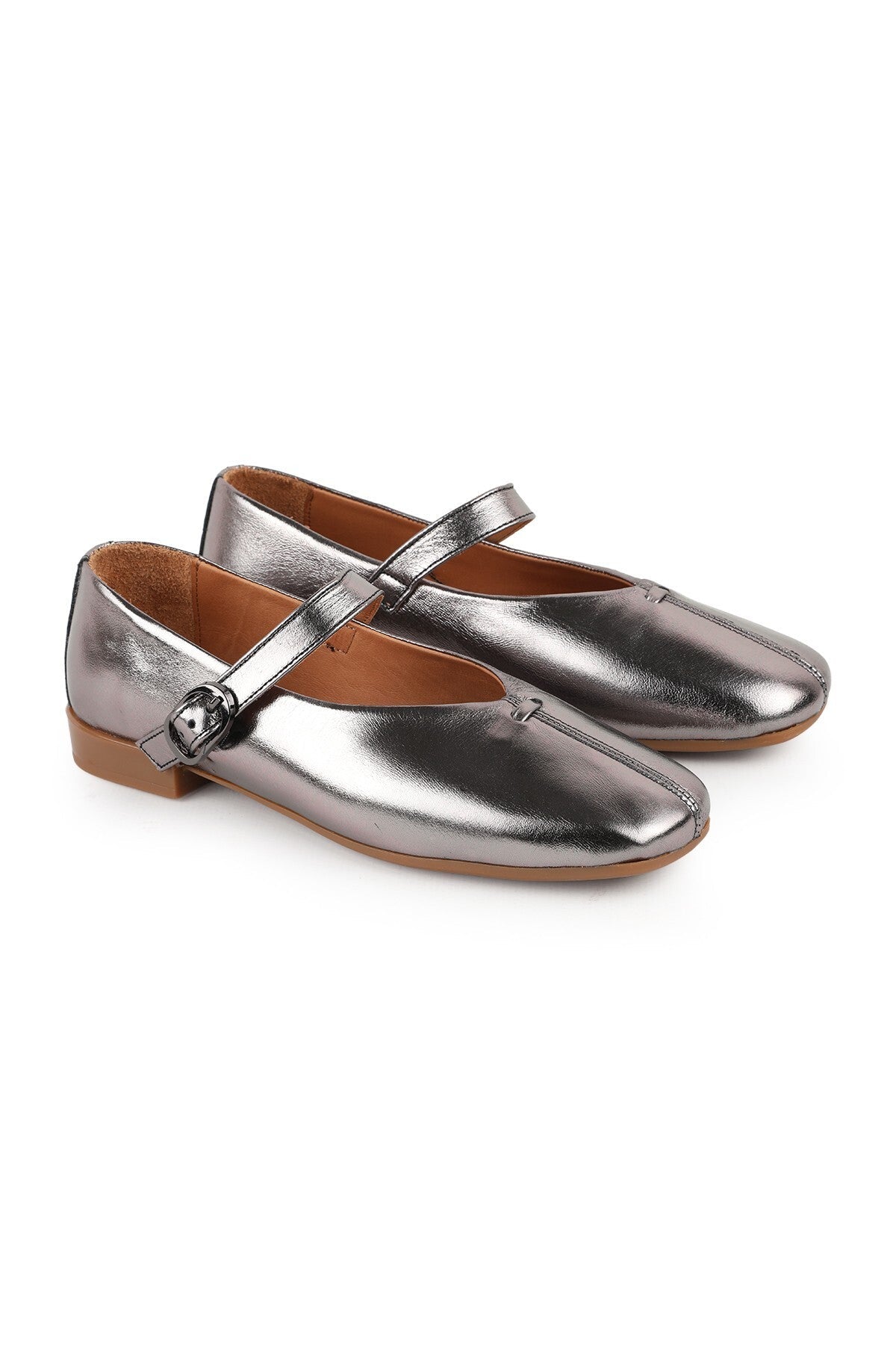 L081.25503 Metallic Genuine Leather Single Strap Mary Jane Women's Casual Shoes - MALLTURK