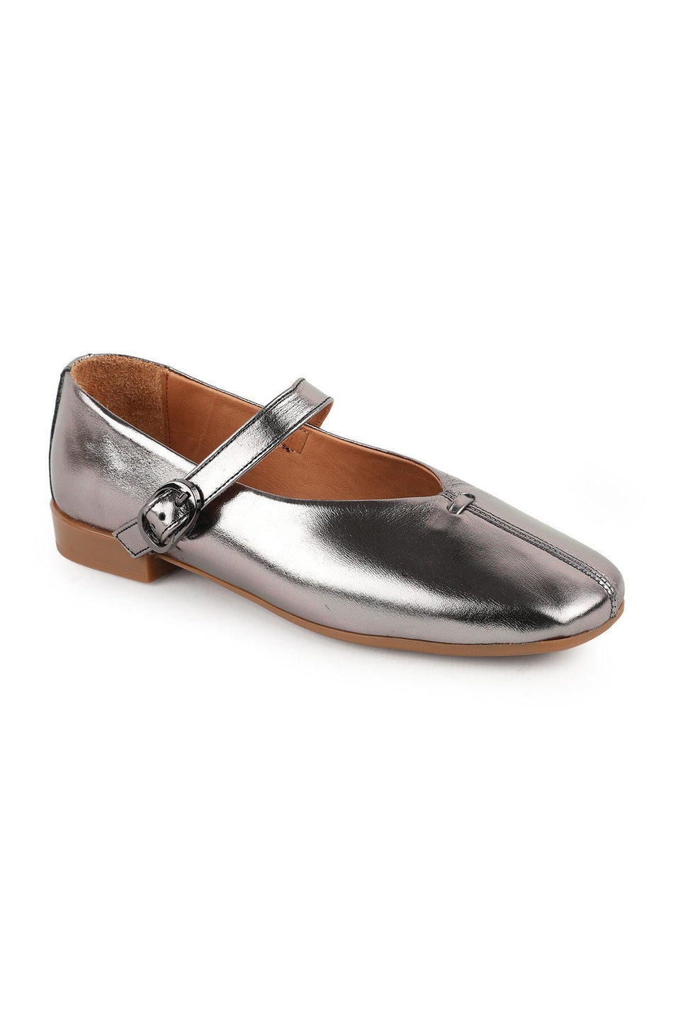 L081.25503 Metallic Genuine Leather Single Strap Mary Jane Women's Casual Shoes - MALLTURK