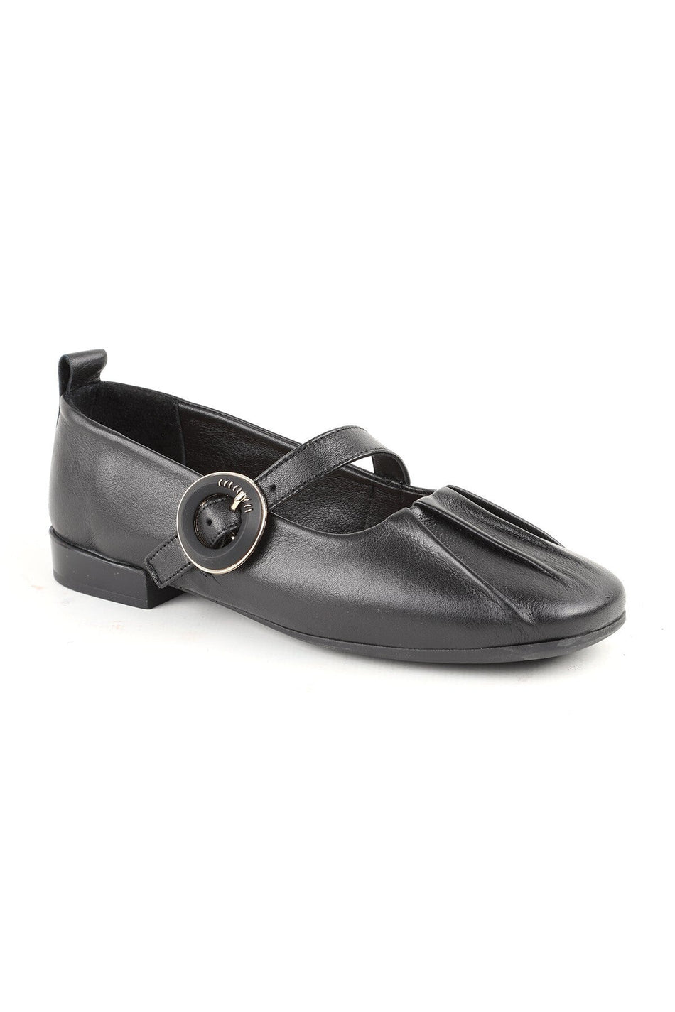 L081.25507 Beige Genuine Leather Buckle Drawstring Thermo Sole Women's Mary Jane Ballerina Shoes - MALLTURK
