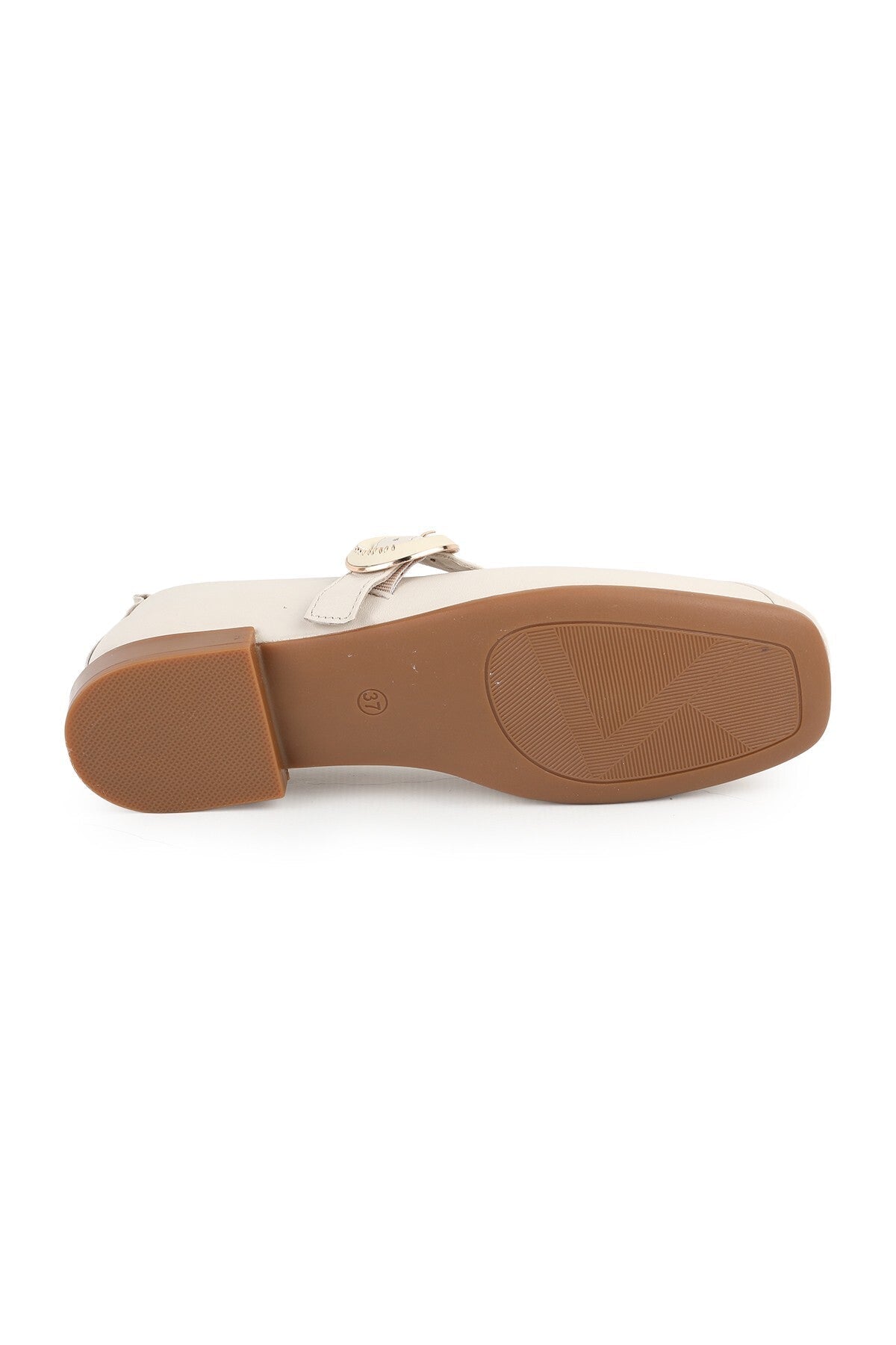 L081.25507 Beige Genuine Leather Buckle Drawstring Thermo Sole Women's Mary Jane Ballerina Shoes - MALLTURK