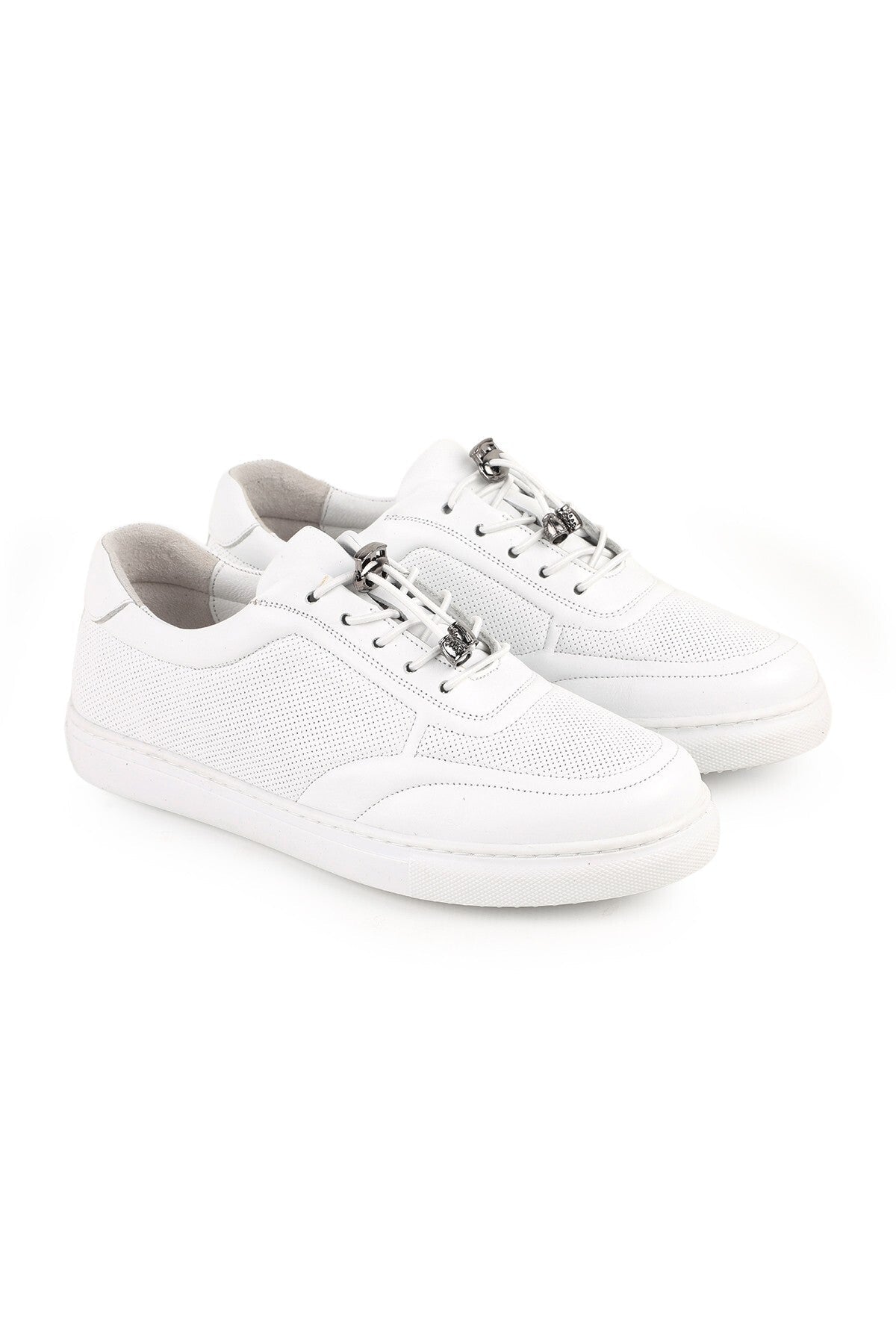 L086.901 Hakiki Deri Baskılı Kauçuk Taban Aksesuarlı Kadın Sneaker - MALLTURK
