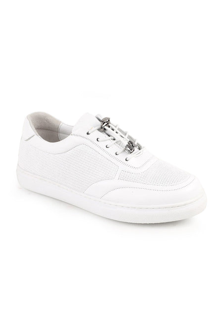 L086.901 Hakiki Deri Baskılı Kauçuk Taban Aksesuarlı Kadın Sneaker - MALLTURK