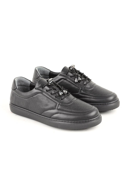 L086.901 Hakiki Deri Baskılı Kauçuk Taban Aksesuarlı Kadın Sneaker - MALLTURK