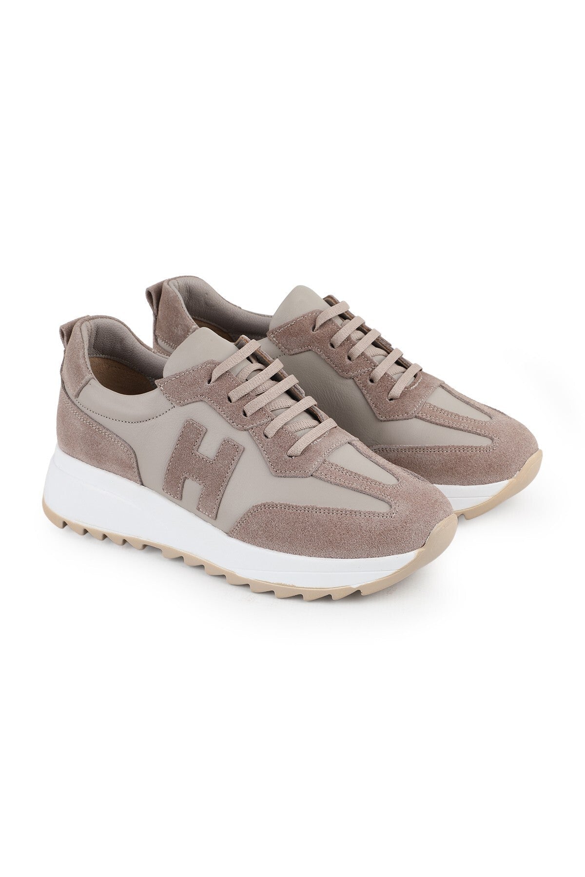 L086.923 Vizon Hakiki Süet Deri Kadın Sneaker Hafif Eva Tabanlı Günlük Ayakkabı - MALLTURK