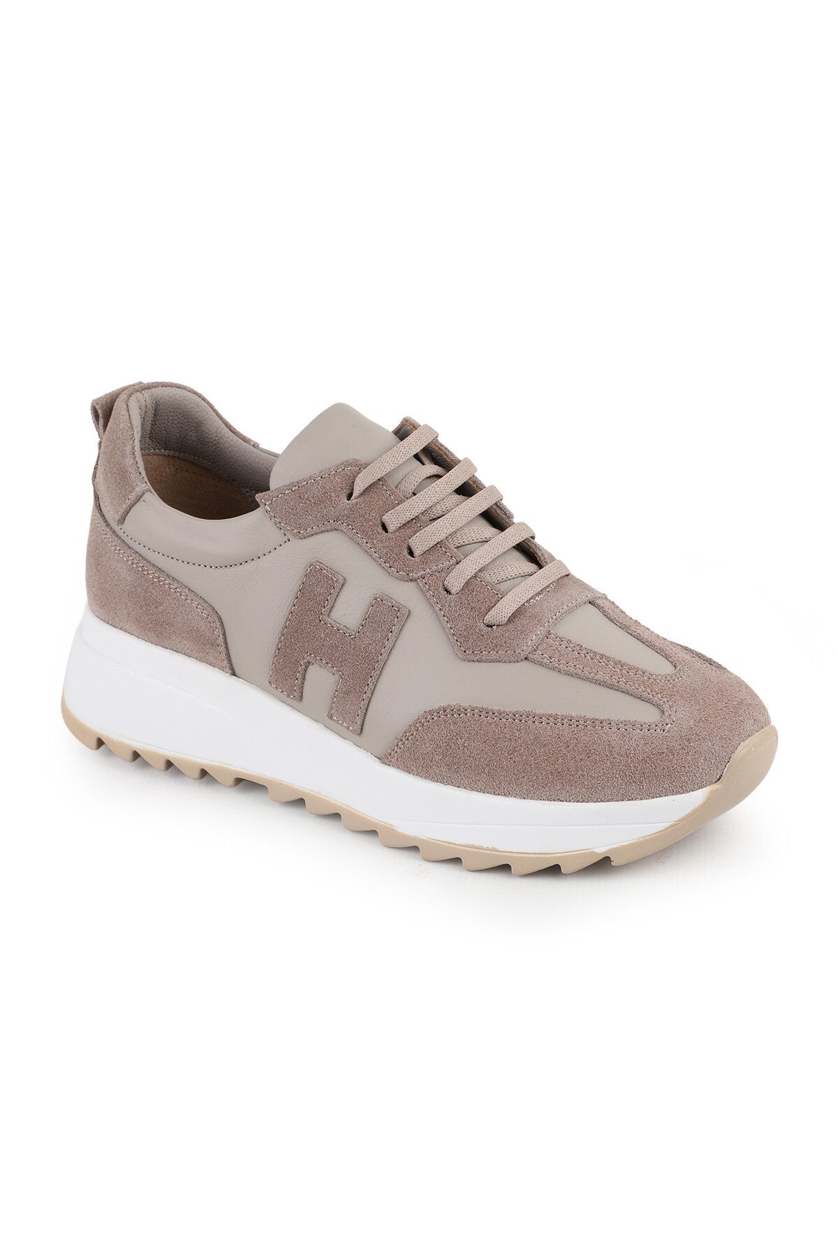 L086.923 Vizon Hakiki Süet Deri Kadın Sneaker Hafif Eva Tabanlı Günlük Ayakkabı - MALLTURK