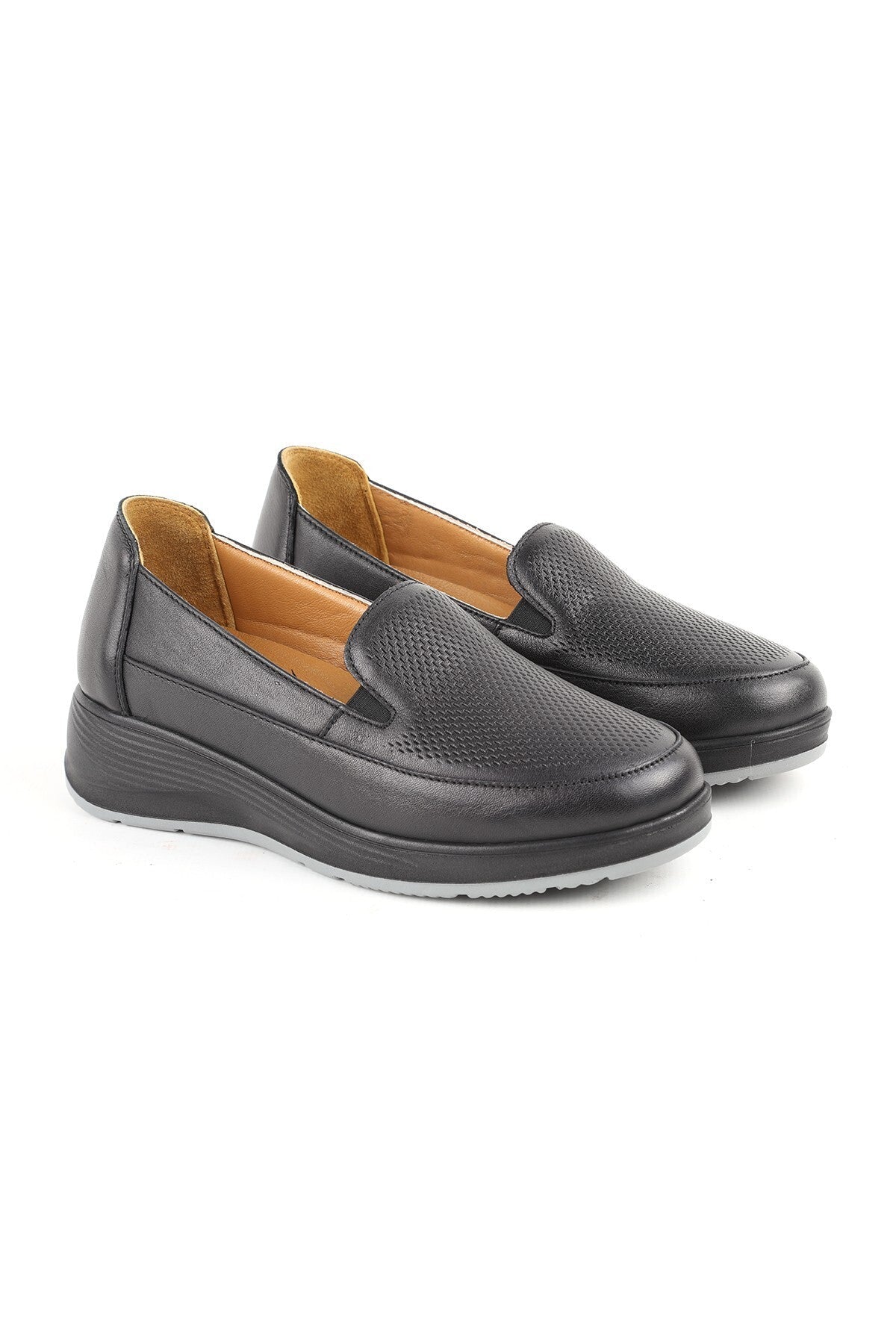 L10.100 Genuine Leather Wide Fit Printed Ultra Light Eva Sole Women's Comfort Mother Shoes - MALLTURK