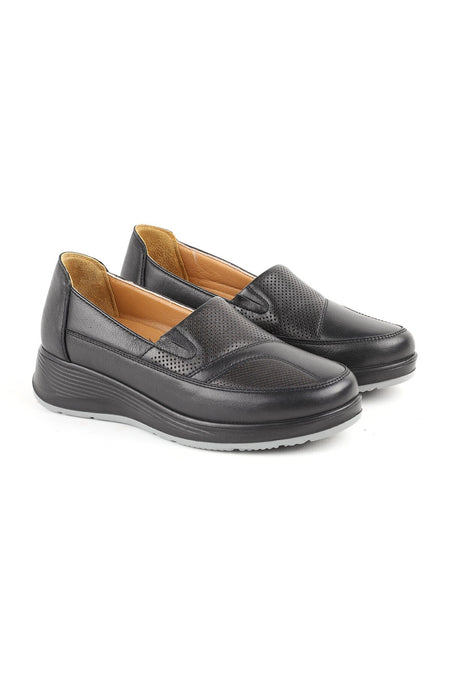 L10.101 Genuine Leather Wide Fit Perforated Ultra Light Eva Sole Women's Comfort Mother Shoes - MALLTURK