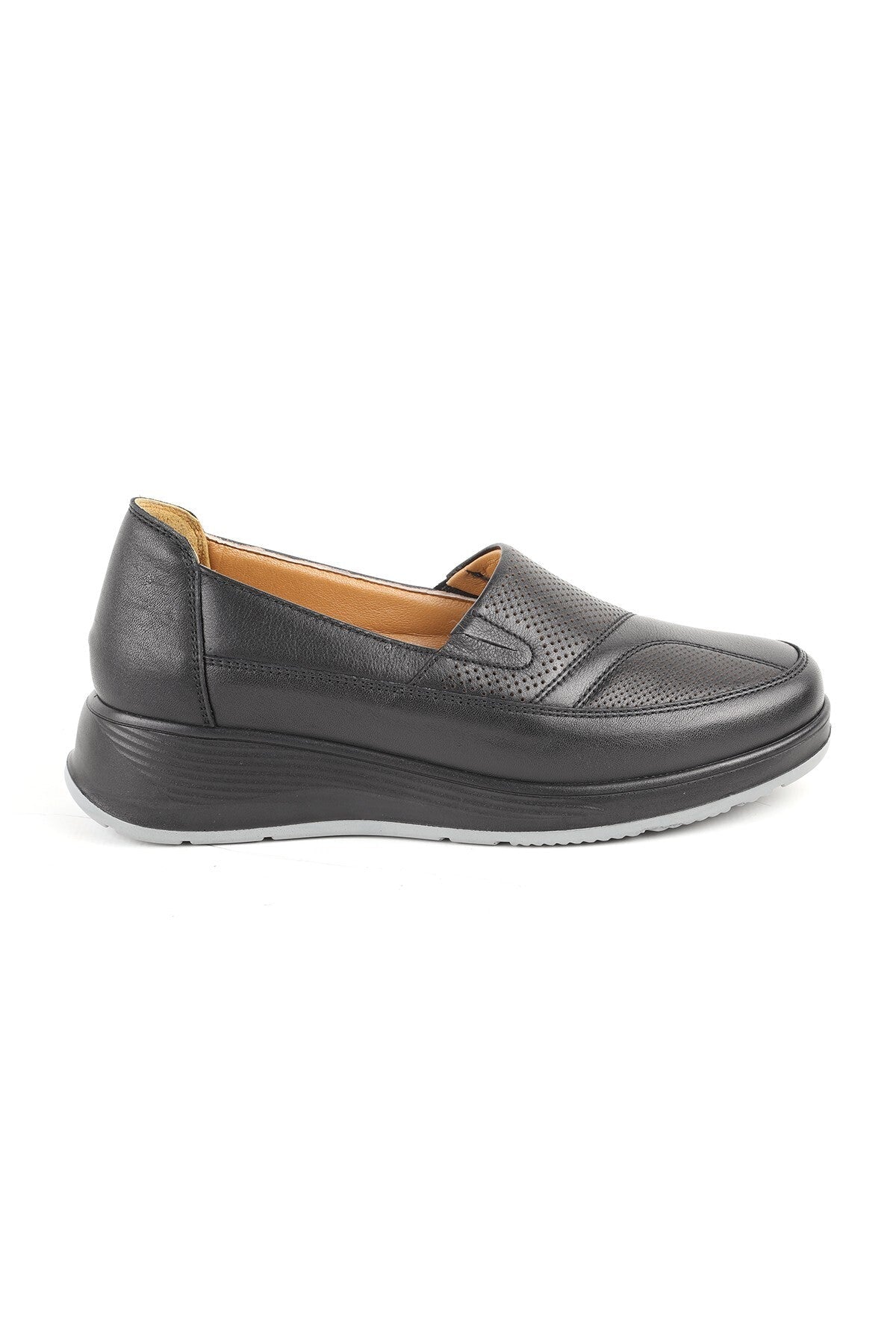 L10.101 Genuine Leather Wide Fit Perforated Ultra Light Eva Sole Women's Comfort Mother Shoes - MALLTURK