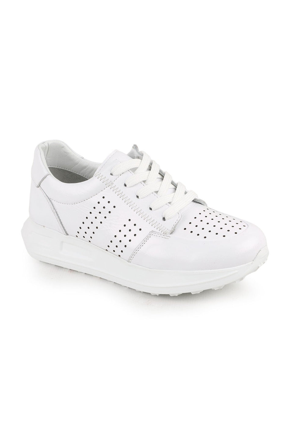 L10.2255 Hakiki Deri Baskılı Ultra Hafif Kalın Eva Taban Kadın Casual Sneaker - MALLTURK
