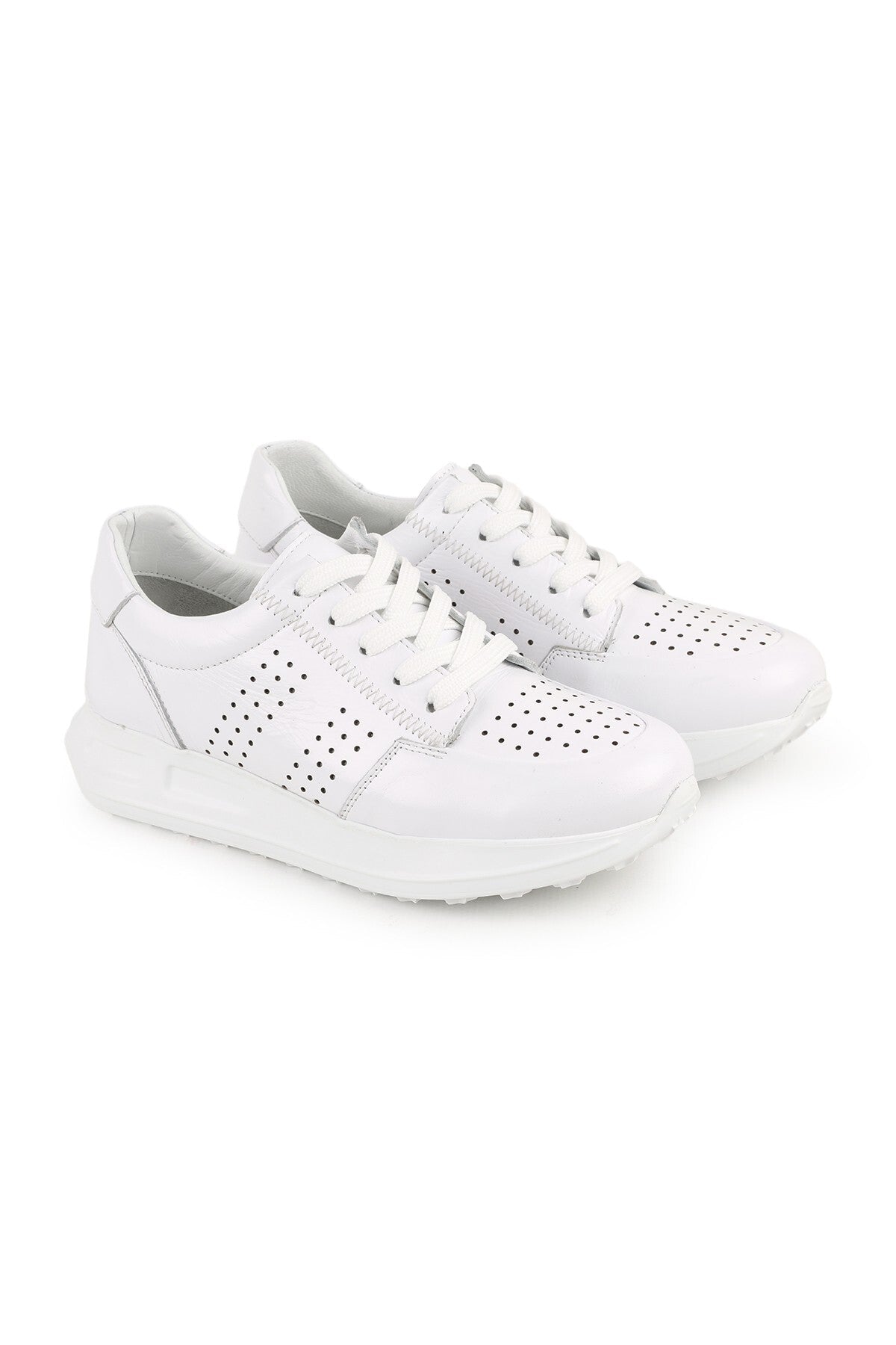 L10.2255 Hakiki Deri Baskılı Ultra Hafif Kalın Eva Taban Kadın Casual Sneaker - MALLTURK