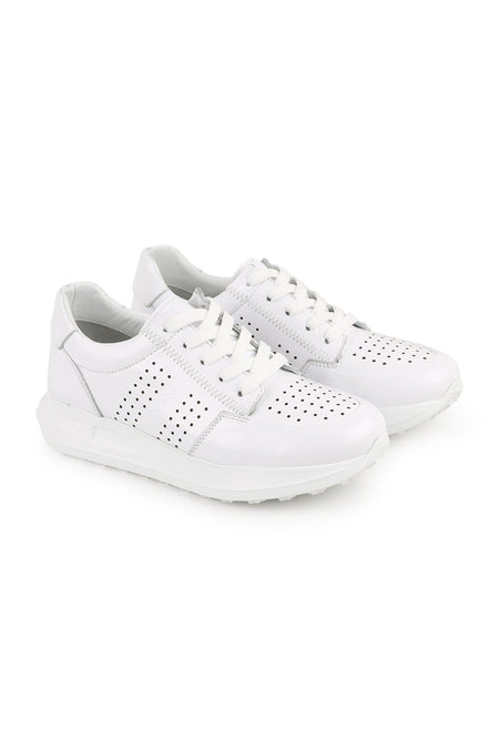 L10.2255 Hakiki Deri Baskılı Ultra Hafif Kalın Eva Taban Kadın Casual Sneaker - MALLTURK