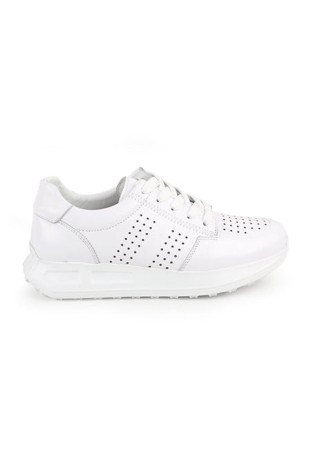 L10.2255 Hakiki Deri Baskılı Ultra Hafif Kalın Eva Taban Kadın Casual Sneaker - MALLTURK