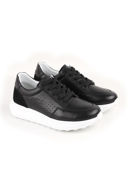 L10.2255 Hakiki Deri Baskılı Ultra Hafif Kalın Eva Taban Kadın Casual Sneaker - MALLTURK